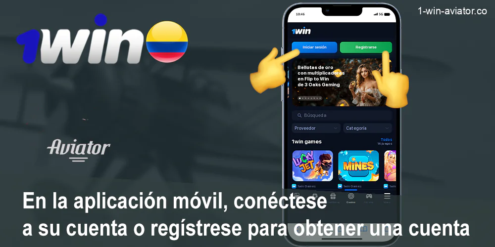 Regístrese o acceda a su cuenta en la aplicación móvil 1Win
